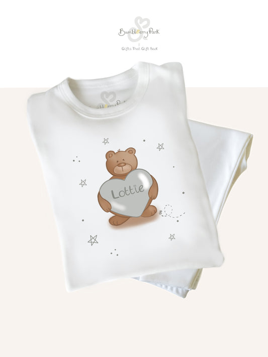 Pyjamas - Bumbleberry Bear Heart - Personalise me