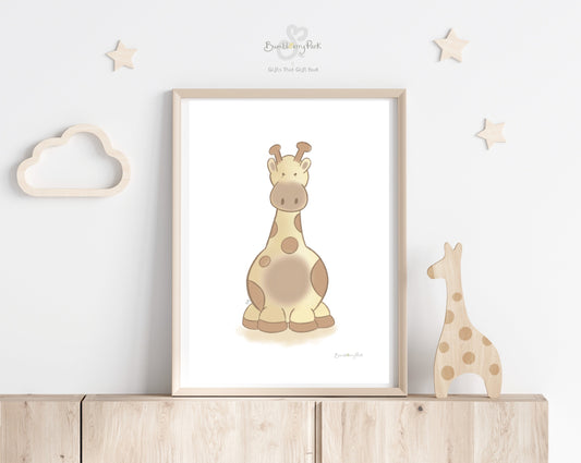 safari giraffe nursery print in scandi inspired nursery