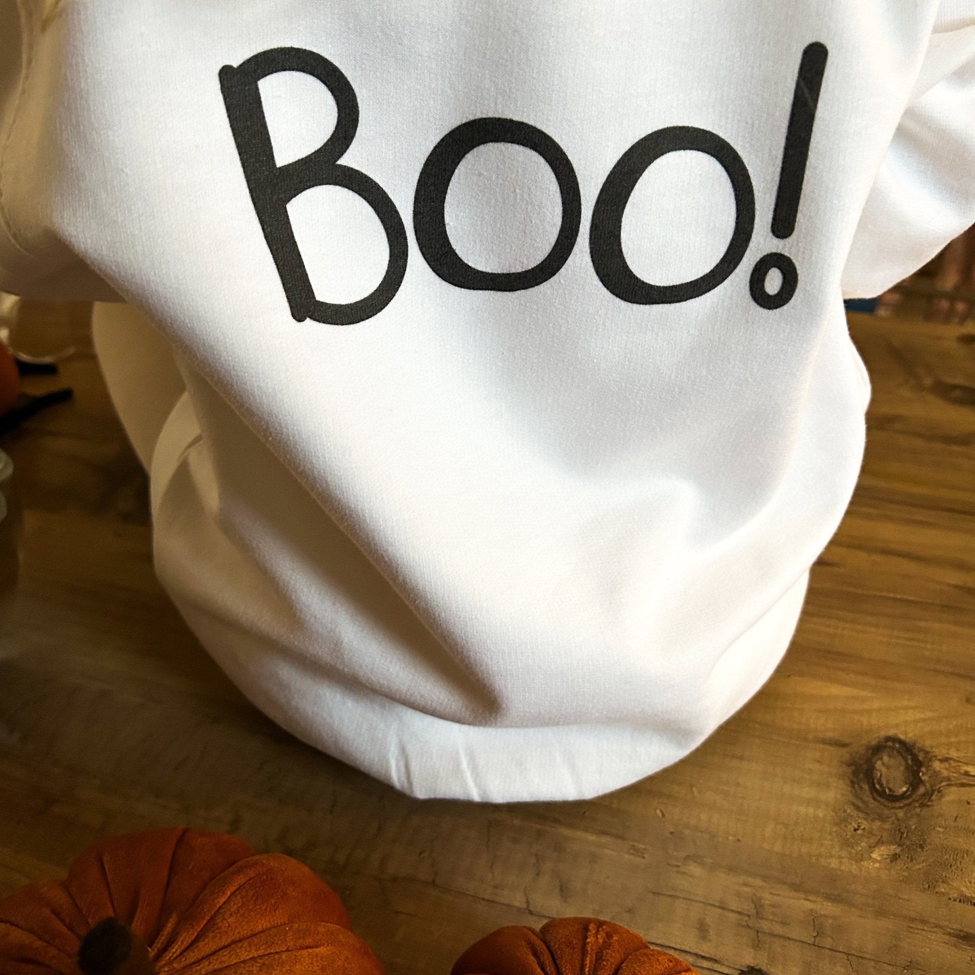 Boo! surprise Halloween children's sweatshirt with pumpkin ornaments