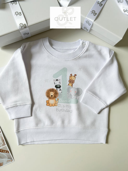 OUTLET "Charlie" 1st Birthday Safari Sweatshirt  - 12-18m