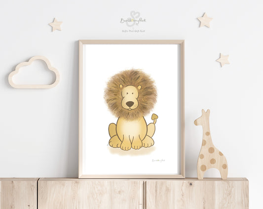 safari lion nursery print in boho nursery 