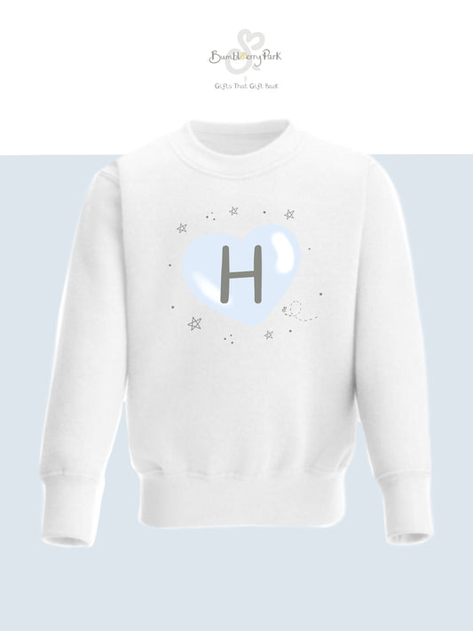 personalised Initial print boys sweatshirt