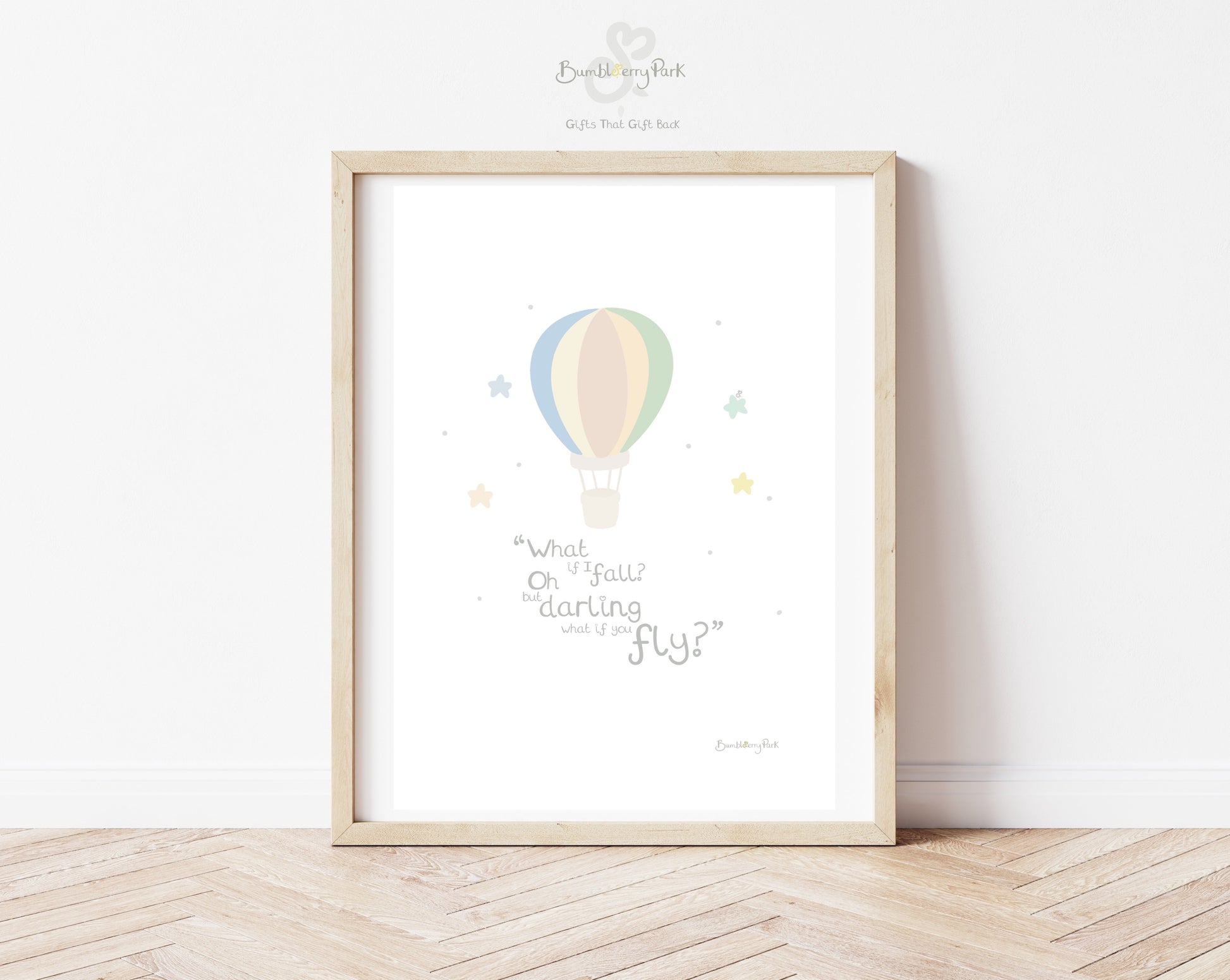 nursery wall print hot air balloon wall print with quote "what if i fall oh but darling what if you fly