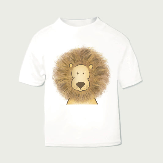 safari lion baby and toddler kids t-shirt in neutral colours