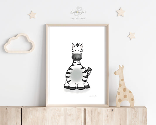 zebra safari animal wall print for kids bedroom
