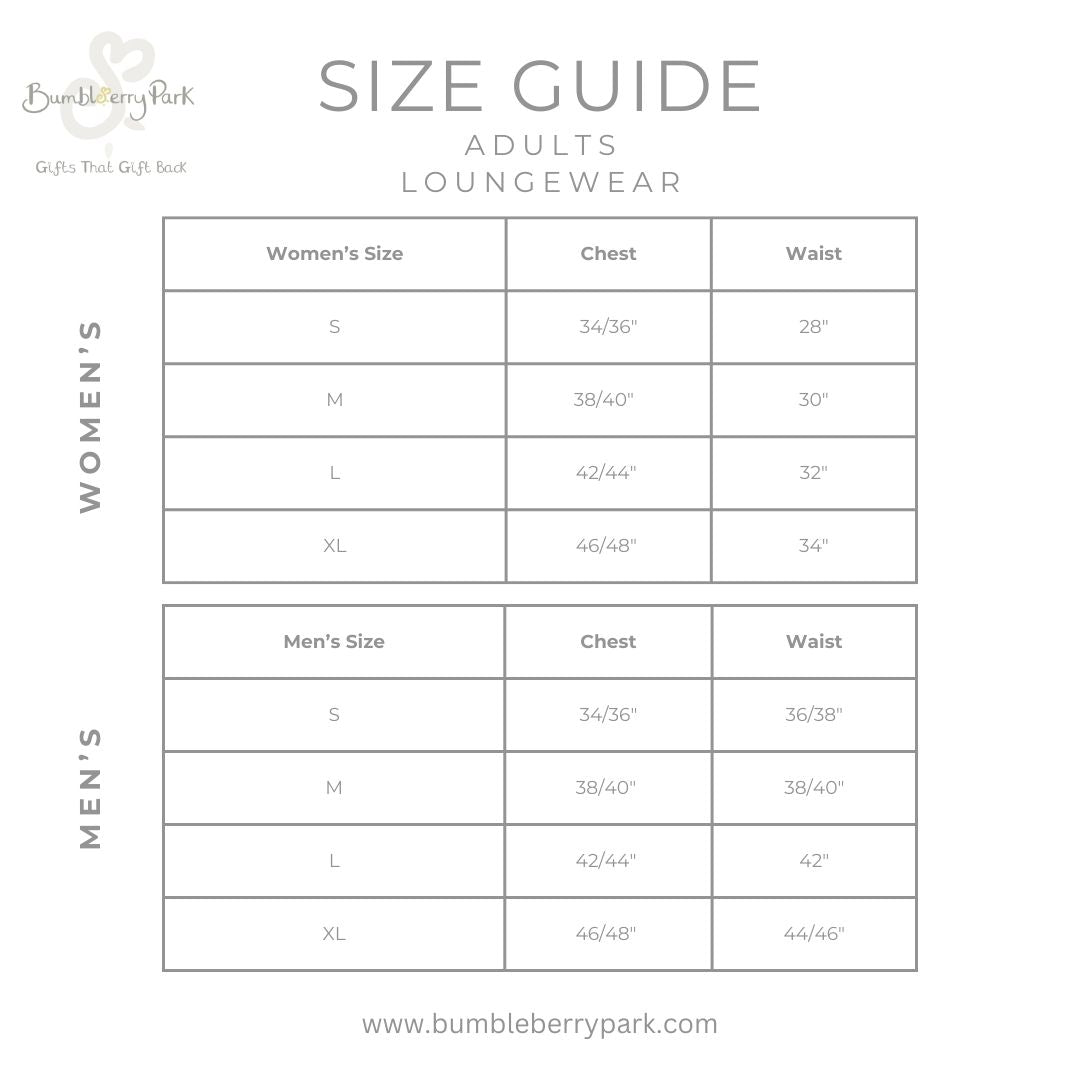 adult pyjama size guide