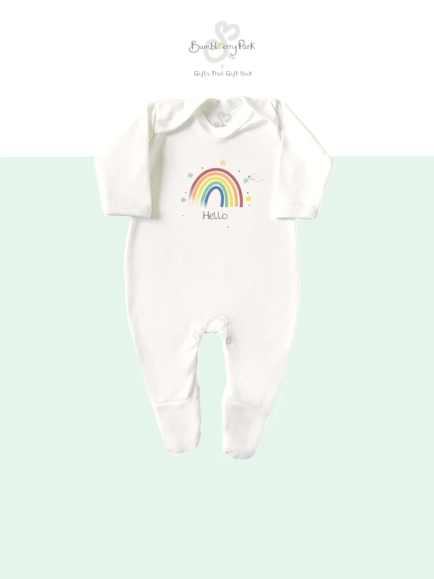 personalised rainbow print baby grow