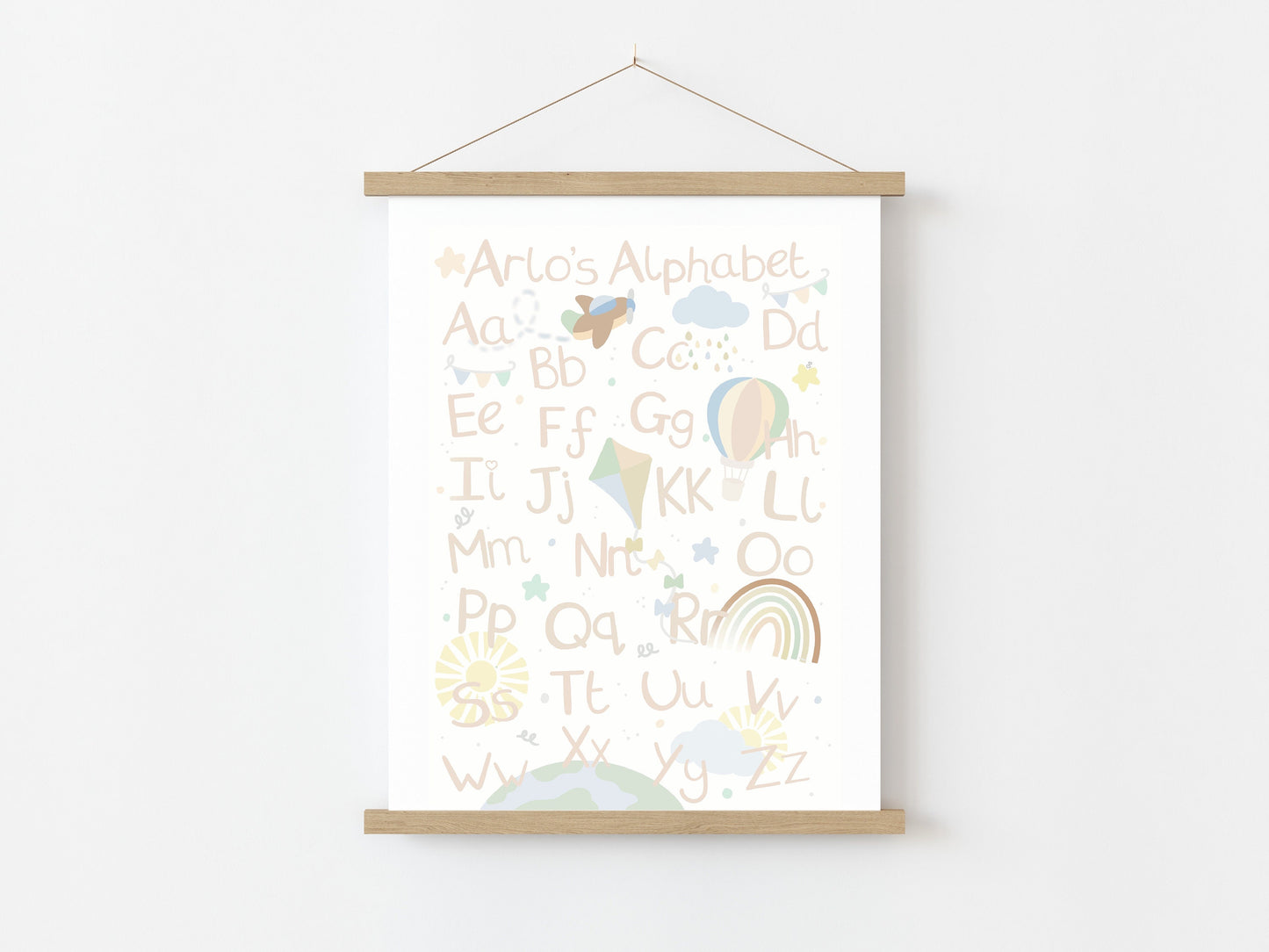 personalised alphabet print in neutral colours